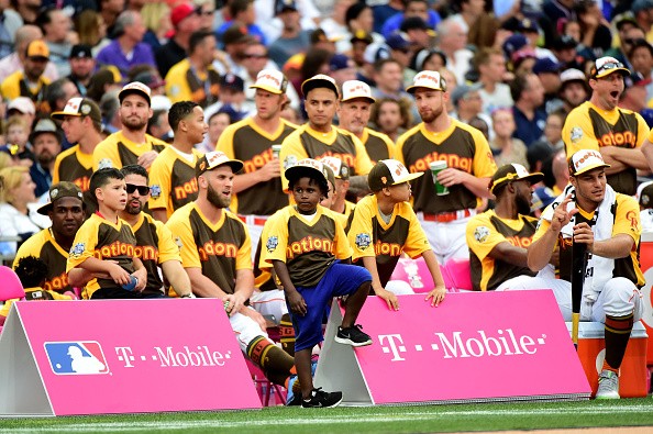 Players watch the action during the T-Mobile Home Run Derby at PETCO Park on July 11, 2016 in San Diego, California. 