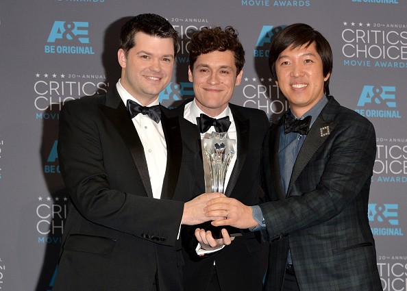 Winners Christopher Miller, Phil Lord, and Dan Lin of Best Animated Feature for “The Lego Movie” posed during the 20th annual Critics' Choice Movie Awards on Jan. 15, 2015 in Los Angeles, California. 