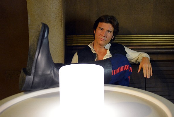 A wax figure of Star Wars character Han Solo on display seen at “Star Wars At Madame Tussauds” on May 12, 2015 in London, England. 