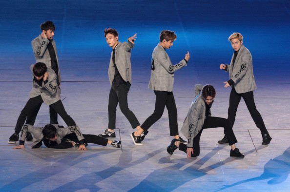 EXO members perform during the opening ceremony of 2014 Asian Games.