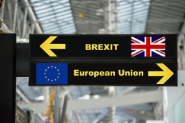 The image features the depiction of Brexit. 