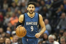 Ricky Rubio of the Minnesota Timberwolves in the game against the Denver Nuggets at the Pepsi Center on Dec.  28, 2016 in Denver, Colorado. 