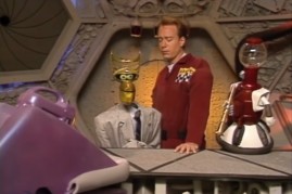Joel and the Bots in an episode of 'Mystery Science Theater 3000'