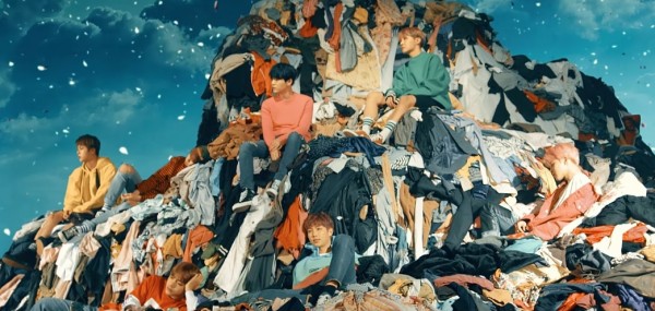 BTS members in the official music video of "Spring Day."