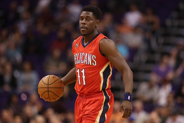 Jrue Holiday of the New Orleans Pelicans in the game against Phoenix Suns on Feb. 13, 2017 in Phoenix, Arizona.