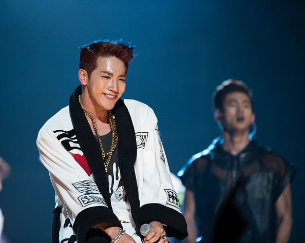 2PM's Jun. K performs during "Go Crazy" world tour in New Jersey.