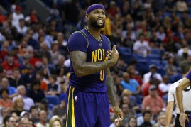 DeMarcus Cousins in the game against Houston Rockets on Feb. 23, 2017 in New Orleans, Louisiana. 