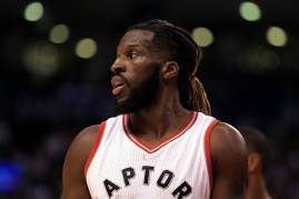 DeMarre Carroll in the game against Detroit Pistons on Oct. 26, 2016 in Toronto, Canada. 