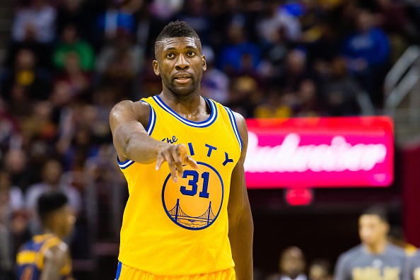 Festus Ezeli during his stint with the Golden State Warriors in the game against Cleveland Cavaliers on Jan, 18, 2016 in Cleveland, Ohio. 