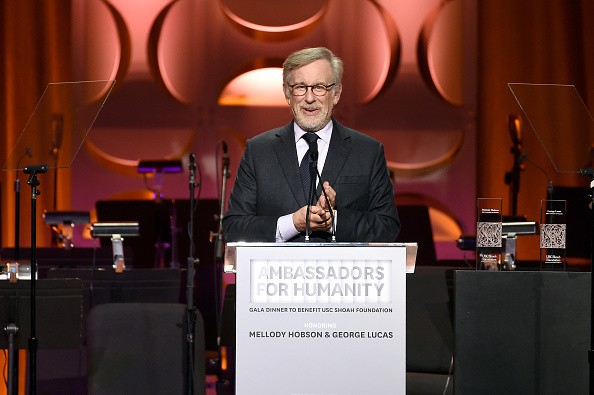  Founder, USC Shoah Foundation Steven Spielberg speaks onstage during Ambassadors for Humanity Gala Benefiting USC Shoah Foundation.