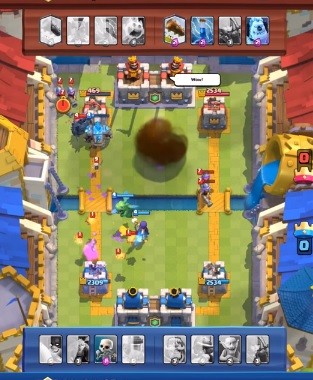 Game replay of 2v2 Clan Battle in 'Clash Royale'