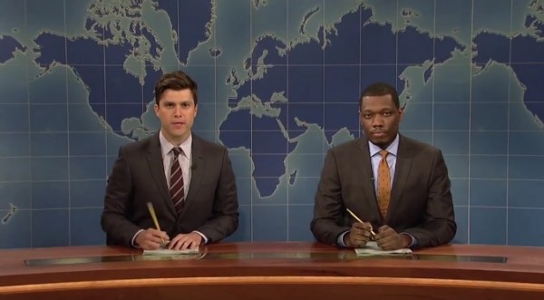 Colin Jost and Michael Che hosts 'Weekend Update' on 'Saturday Night Live'