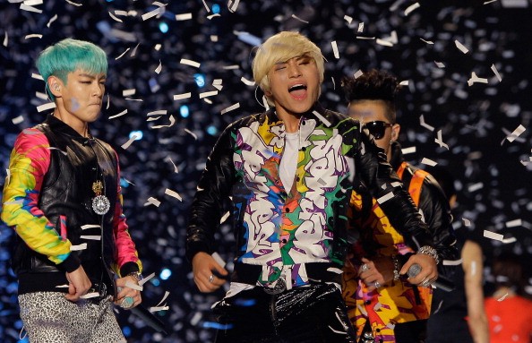 BIGBANG's T.O.P (L) and Daesung (R) during their performance at the K-Collection in Seoul.
