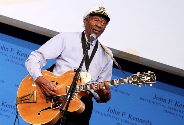 Chuck Berry performs during the 2012 Awards for Lyrics of Literary Excellence at The John F. Kennedy Presidential Library And Museum on Feb. 26, 2012 in Boston, Massachusetts. 