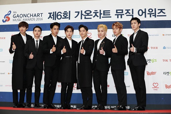 South Korean boy group EXO during the 6th Gaon Chart KPop Award.