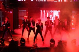 BTOB members show off musical prowess during their concert in Taipei, Taiwan.