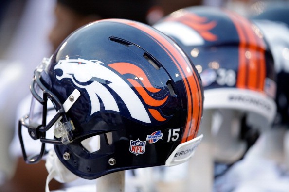 A Denver Broncos helmet on the sidelines during their preseason NFL game against the San Francisco 49ers on Aug. 8, 2013 in San Francisco, California. 