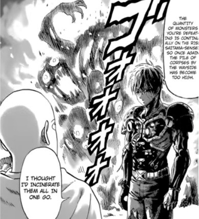 Saitama talks to Genos at the end of the special 'One Punch Man' chapter