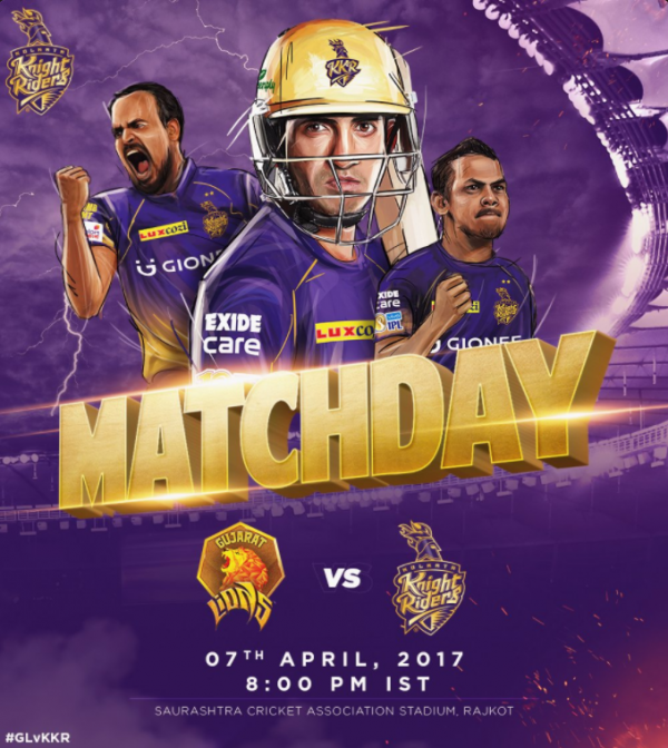 IPL 2017 Gujarat Lions vs Kolkata Knight Riders Apr. 7 live stream, watch online, TV channels, start time