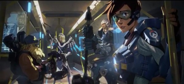 Tracer in her first mission in the "Overwatch" Insurrection event, as the background stories of the game.