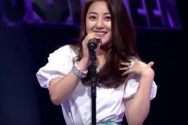 TWICE member Jihyo during her performance in 'Star Zoom In'.