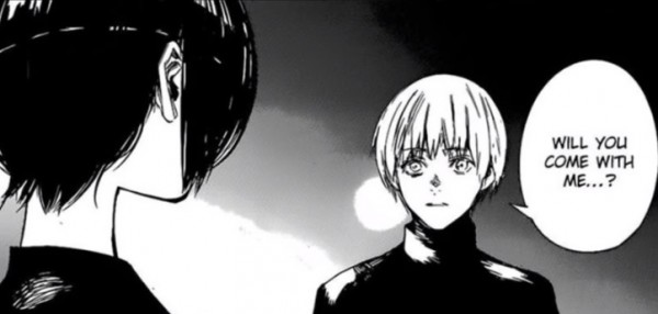 Kaneki invites Touka to relocate and hide from CCG