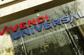 The Corporate logo of Vivendi Universal is pictured on March 17, 2004 in Paris. 