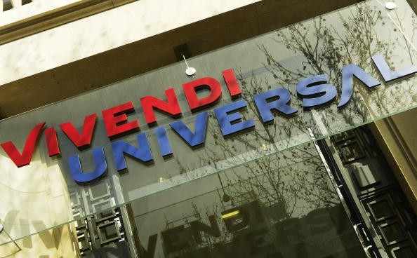 The Corporate logo of Vivendi Universal is pictured on March 17, 2004 in Paris. 