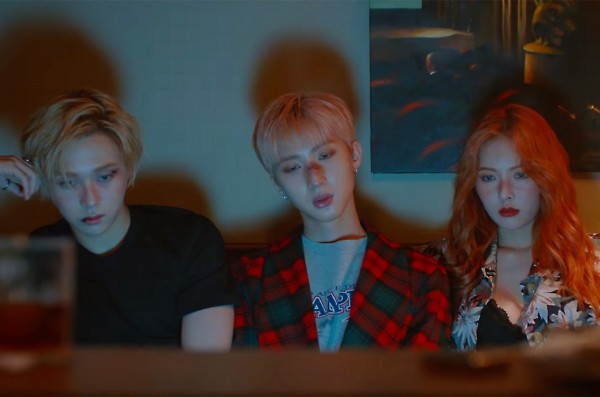 Triple H's E'Dawn, Hui and HyunA in the official music video of '365 Fresh.'