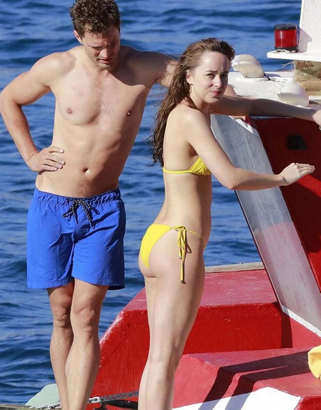 Jamie Dornan and Dakota Johnson film their honeymoon scene in France for the "Fifty Shades of Grey" sequel.