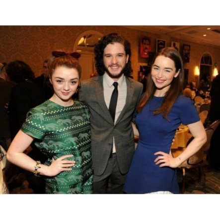 "Game Of Thrones" actors Maisie Williams, Kit Harington and Emilia Clarke all smiles following the success of season six.