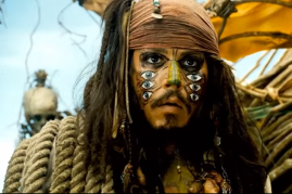 Johnny Depp as Captain Jack Sparrow in the movie 'Pirates of the Caribbean: Dead Man's Chest'.