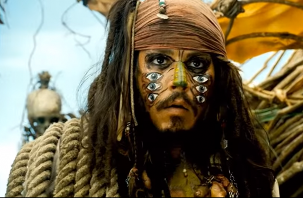 Johnny Depp as Captain Jack Sparrow in the movie 'Pirates of the Caribbean: Dead Man's Chest'.