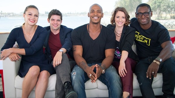 Melissa Benoist and “Supergirl” cast smile in an interview at the San Diego Comic Con 2015 event.