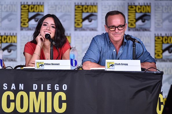 Actresses Chloe Bennet (L) and Clark Gregg attend the 'Marvel's Agents of S.H.I.E.L.D' panel during Comic-Con International 2016 at San Diego Convention Center on July 22, 2016 in San Diego, California. 