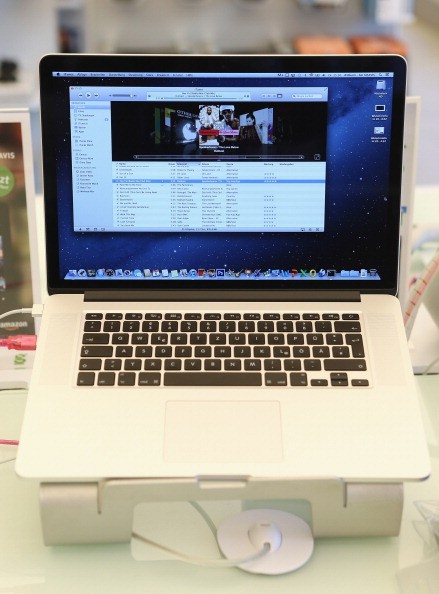 An Apple MacBook Pro laptop computer with Retina display stands on a table at a Gravis Apple retailer on November 6, 2012 in Berlin, Germany. Apple is hoping for a strong Christmas season.