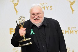 Writer George R. R. Martin, winner of Outstanding Drama Series for 'Game of Thrones', poses in the press room at the 67th Annual Primetime Emmy Awards at Microsoft Theater on September 20, 2015 in Los