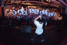 Steve Aoki performs a concert hosted by NetEase Games to celebrate the launch of its first mobile game in the West, Speedy Ninja during PAX at Showbox Sodo on August 28, 2015 in Seattle, Washington. 