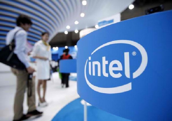 The Intel Corp. logo is displayed at the company's booth at the CEATEC Japan 2013 exhibition in Chiba City.