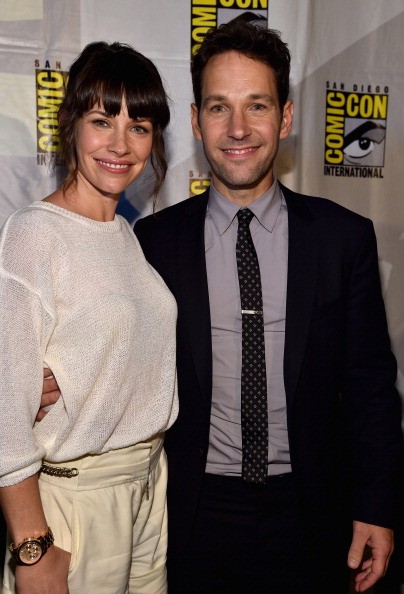 Actors Evangeline Lilly (L) and Paul Rudd attend Marvel's Hall H Panel for 'Ant-Man' during Comic-Con International 2014 at San Diego Convention Center on July 26, 2014 in San Diego, California.