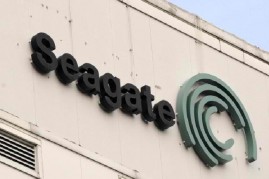 The logo of a US-based Seagate Technology plant is seen in Singapore on August 4, 2009.