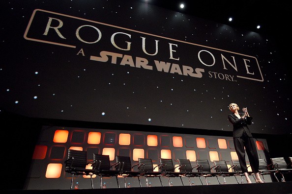  Host Gwendoline Christie on stage during the Rogue One Panel at the Star Wars Celebration 2016 at ExCel on July 15, 2016 in London, England. 
