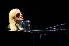 Recording artist Lady Gaga performs for students as part of the national It's On Us Week of Action with U.S. Vice President Joe Biden at the Cox Pavilion at UNLV on April 7, 2016 in Las Vegas, Nevada.