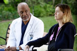 James Pickens Jr. as Richard Webber and Ellen Pompeo as Meredith Grey on Grey's Anatomy. 
