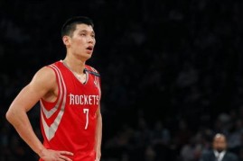 Houston Rockets point guard Jeremy Lin looks on against the New York Knicks in the second quarter of their NBA basketball game at Madison Square Garden in New York, December 17, 2012.
