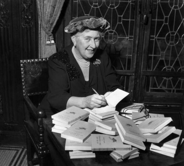 British mystery author Agatha Christie (1890-1976) did her autographing on French editions of her books.