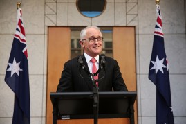 Prime Minister Malcolm Turnbull speaks to the media at Parliament House on July 18, 2016 in Canberra, Australia. 