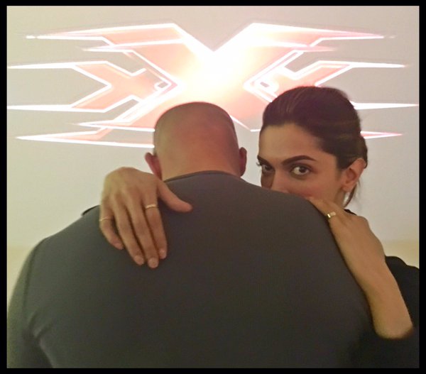 Deepika Padukone poses with her "xXx 3: The Return of Xander Cage" co-star Vin Diesel.