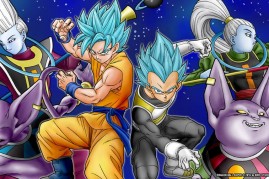 Goku and Vegeta in their Super Saiyan God Super Saiyan aka Super Saiyan Blue forms. 