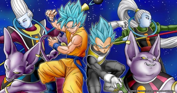 Goku and Vegeta in their Super Saiyan God Super Saiyan aka Super Saiyan Blue forms. 